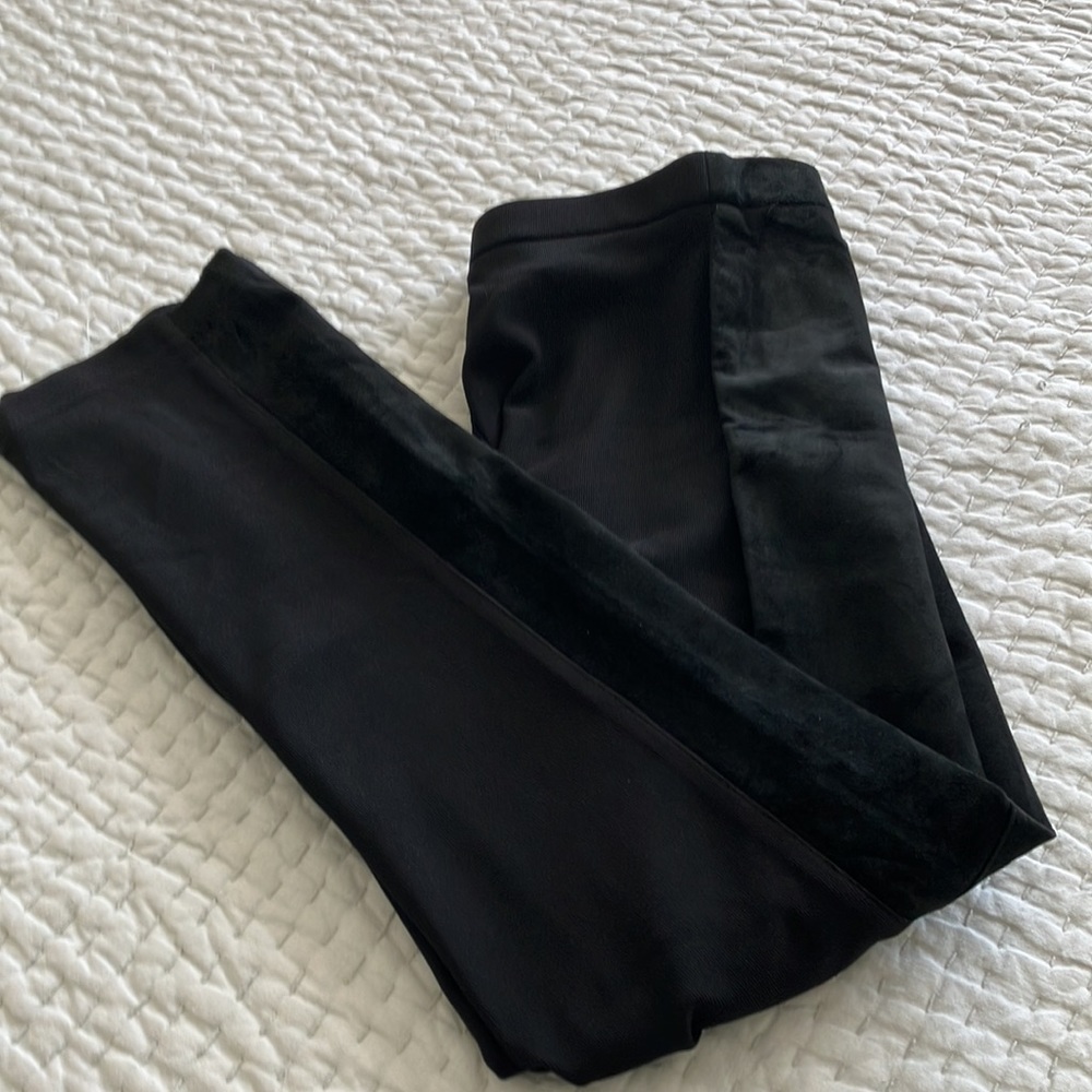 Vintage Mitchie's Black Suede and Spandex Straight Leg Stretch Pant Sz‎ S - EUC